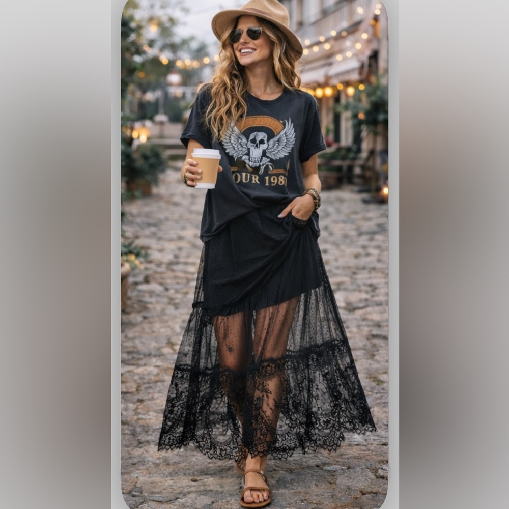 🆕 Blue B Elegant Black Lace Overlay Skirt
1: Size:Small 
1: Size: Large - Picture 5 of 10